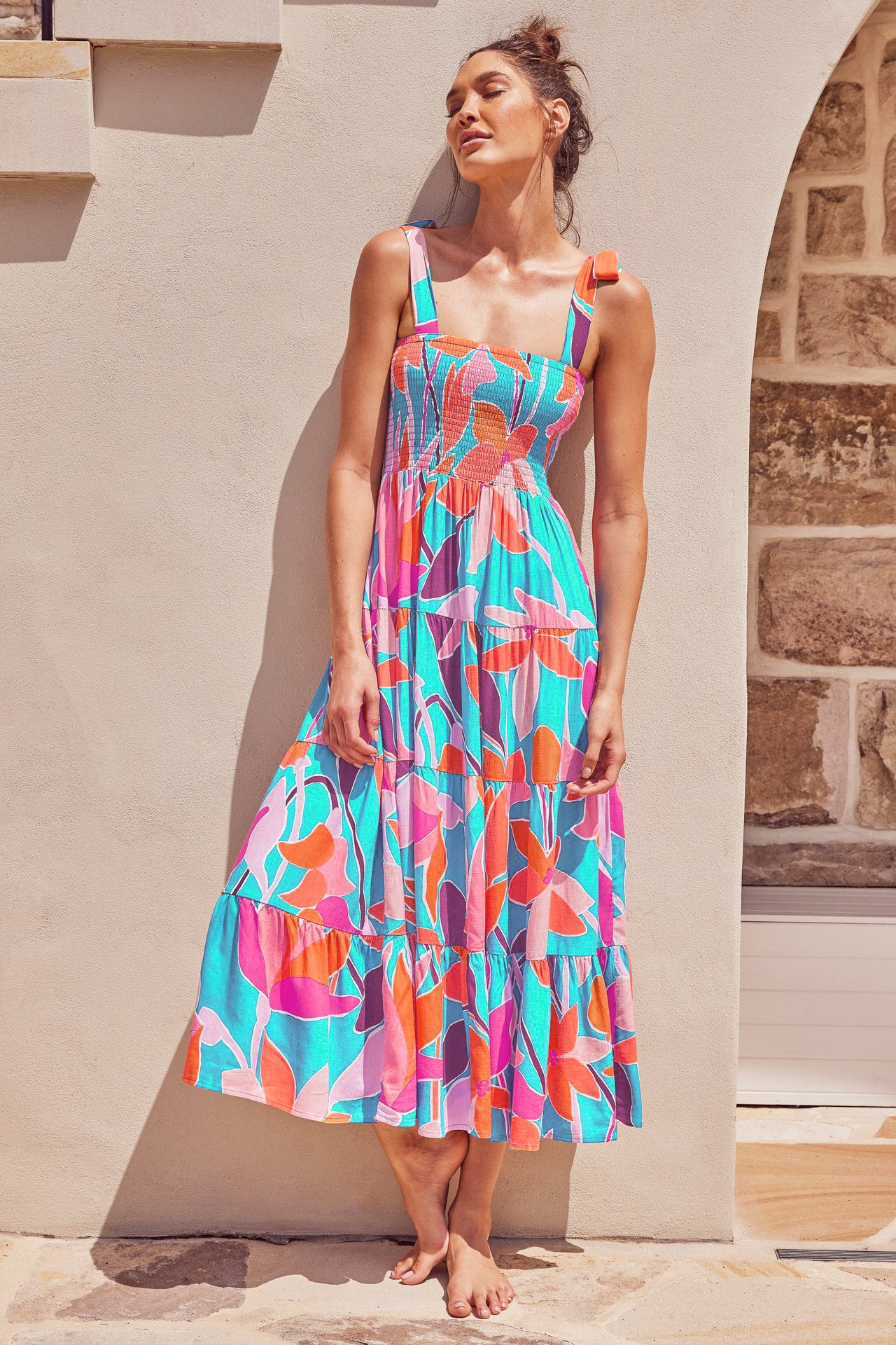 Womens Printed Long Slip Dress