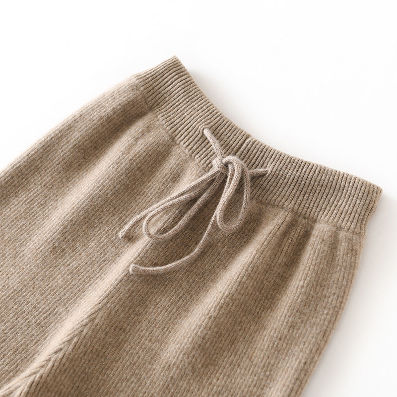 Womens HighWaisted Drapey Wool StraightLeg RelaxedCut Casual Pants