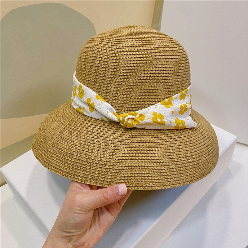 Pastoral Style Sunshade Hat With Small Flower Straps
