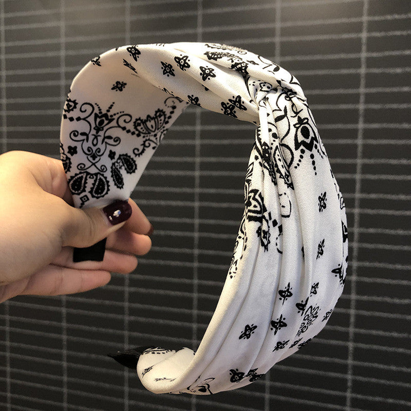 Ladies Face Wash Makeup Hair Hole Wide Side Cross Knotted Hair Band