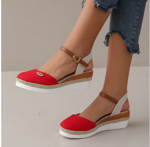 Women's Platform Wedge Lightweight Hemp Rope Sandals