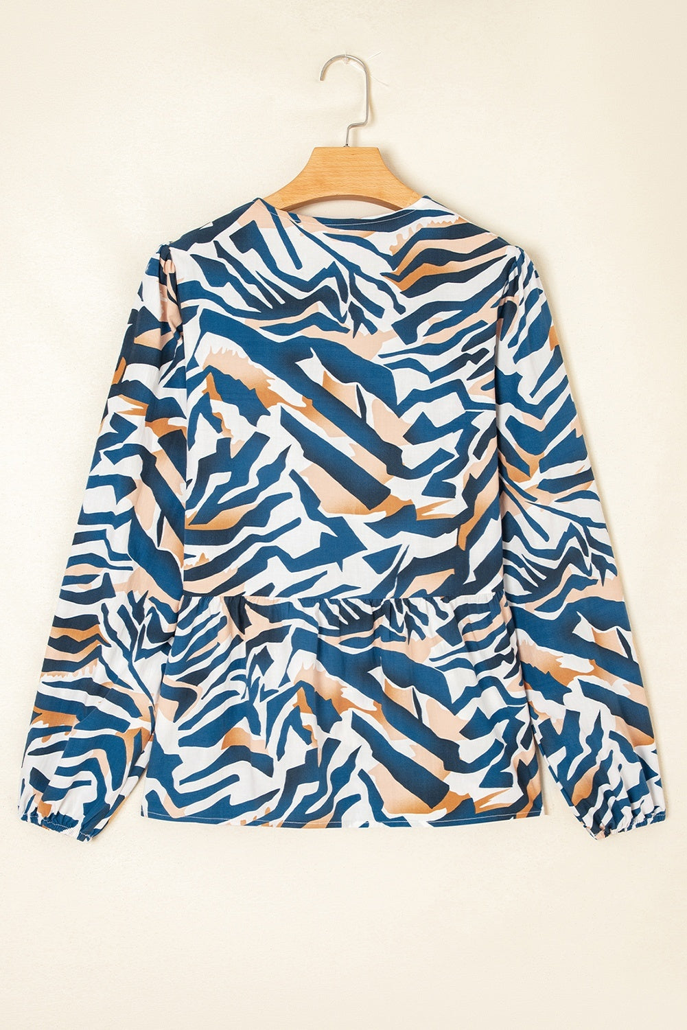 Blue Zebra Stripes Puff Sleeve Top