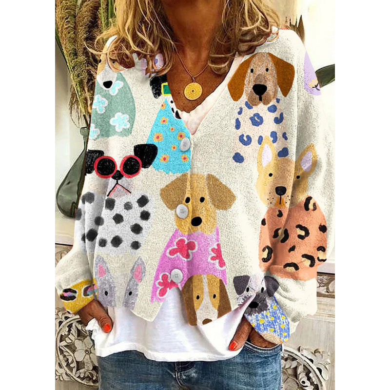 Women's Abstract Printing Casual Coat Cardigan