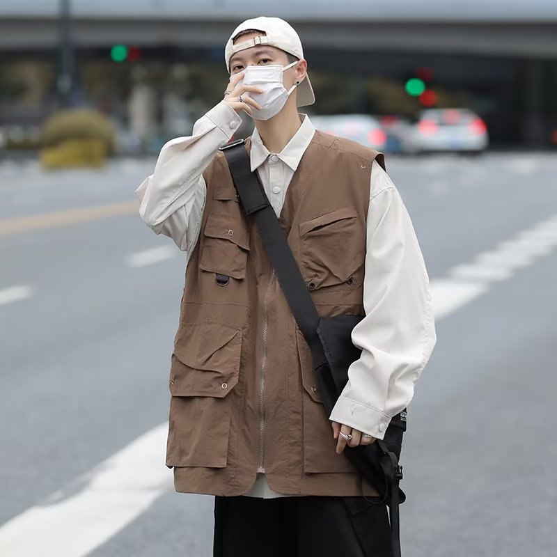 Japanese C Frock Vest Loose Multi-pocket