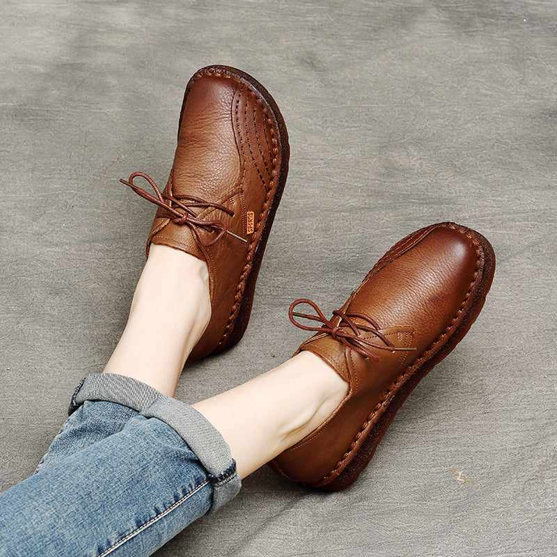 Vintage Mori Women's Leather Handmade Flat Shoes
