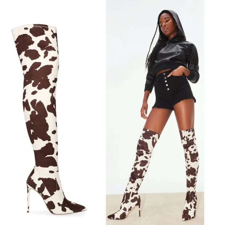 Autumn And Winter New Fashion European And American Style Stiletto High Heels Over-the-knee Elastic Boots