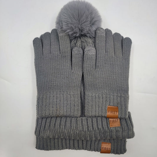 Men's And Women's Knitted Hat Scarf Gloves 9-color