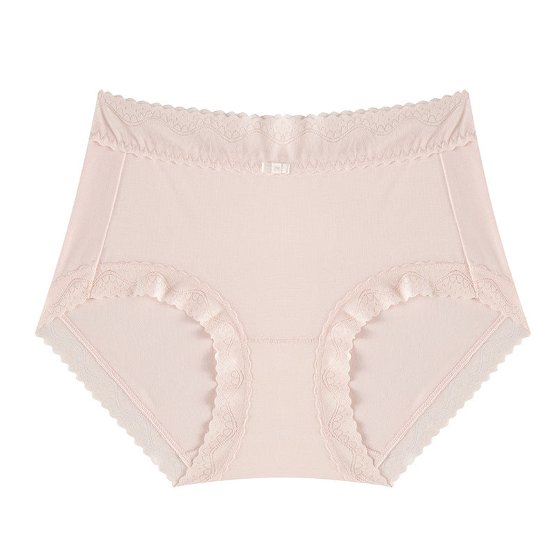 Mulberry Silk Crotch Mid Waist Traceless Triangle Lace Panties