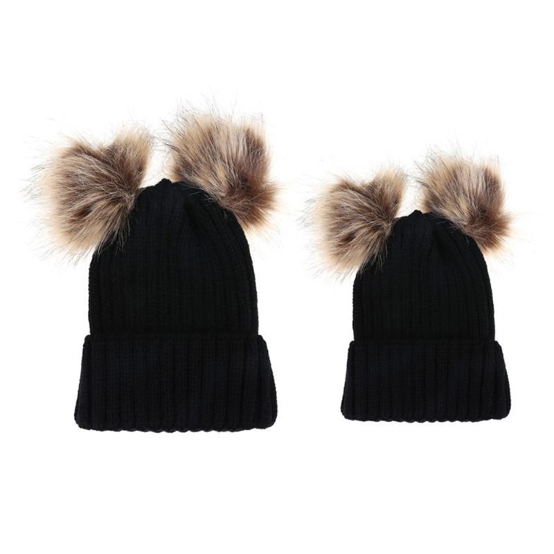 Woolen Cap Pairs Of Fur Balls
