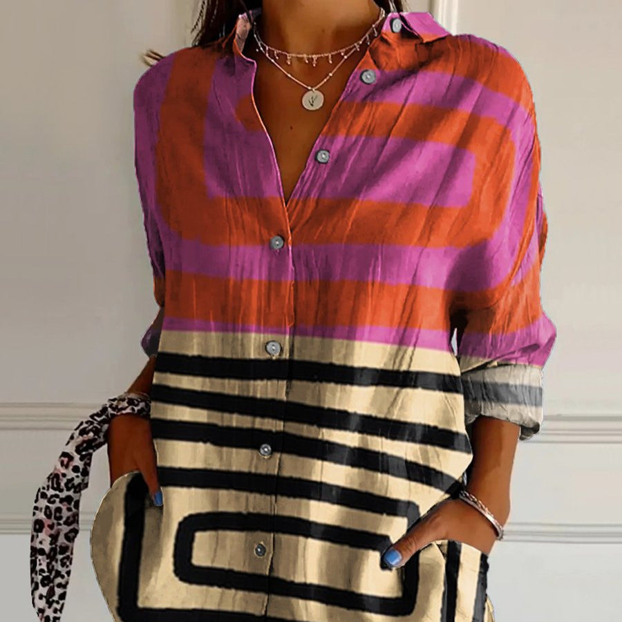 Women's Drop-shoulder Sleeve 3D Digital Printing Long-sleeved Shirt