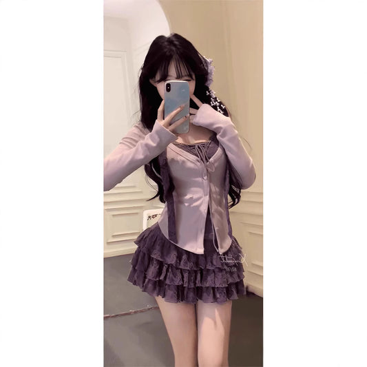 Womens Three-Piece Set Camisole And Skirt Combo