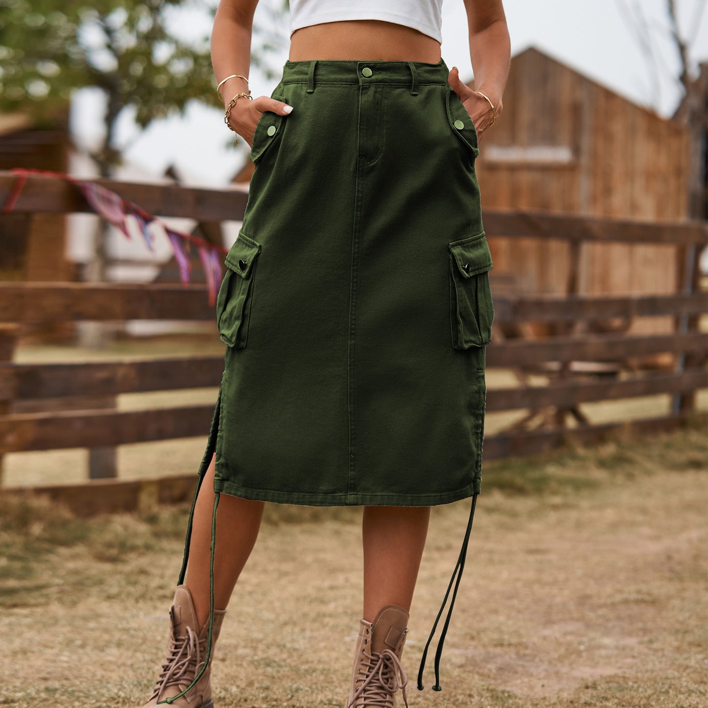 Women's New Denim Lace-up Skirt Casual