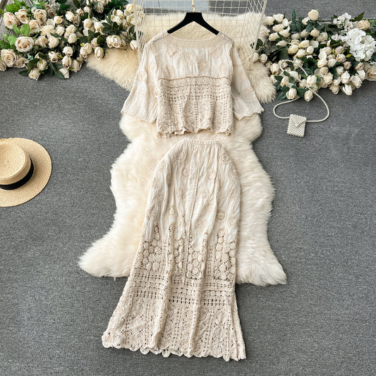 Bohemian Vintage Crochet Openwork Cardigan With A Versatile Skirt
