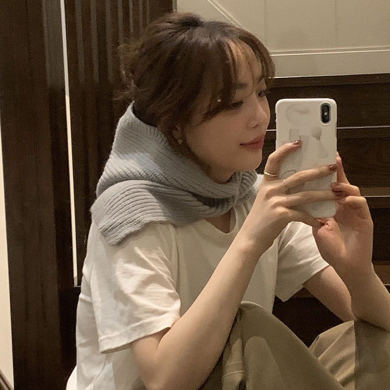 Women's Solid Color Warm Knitting Wool Scarf