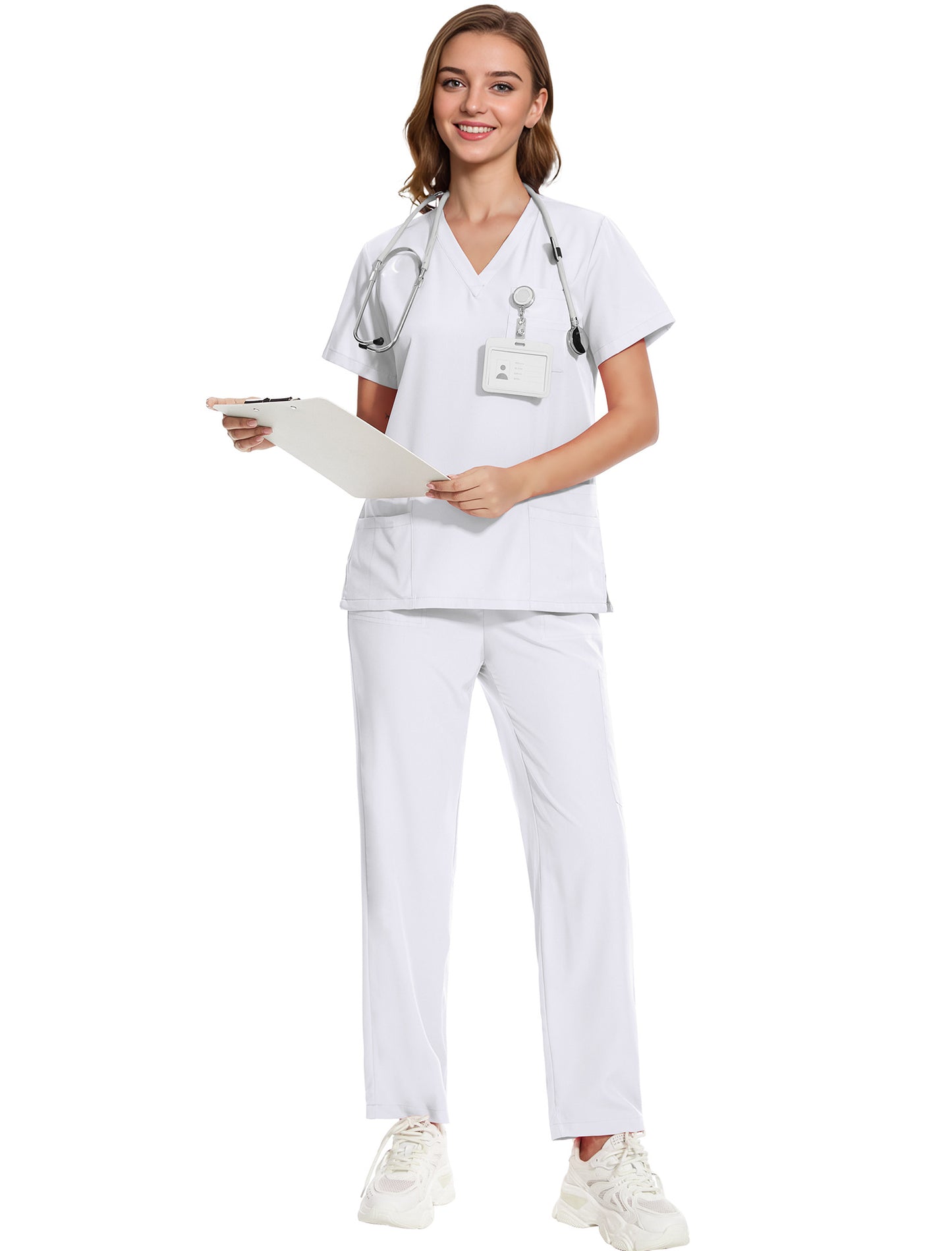 Surgical Gown V-Neck Short-Sleeve Hospital Nurse Uniform Workwear Set