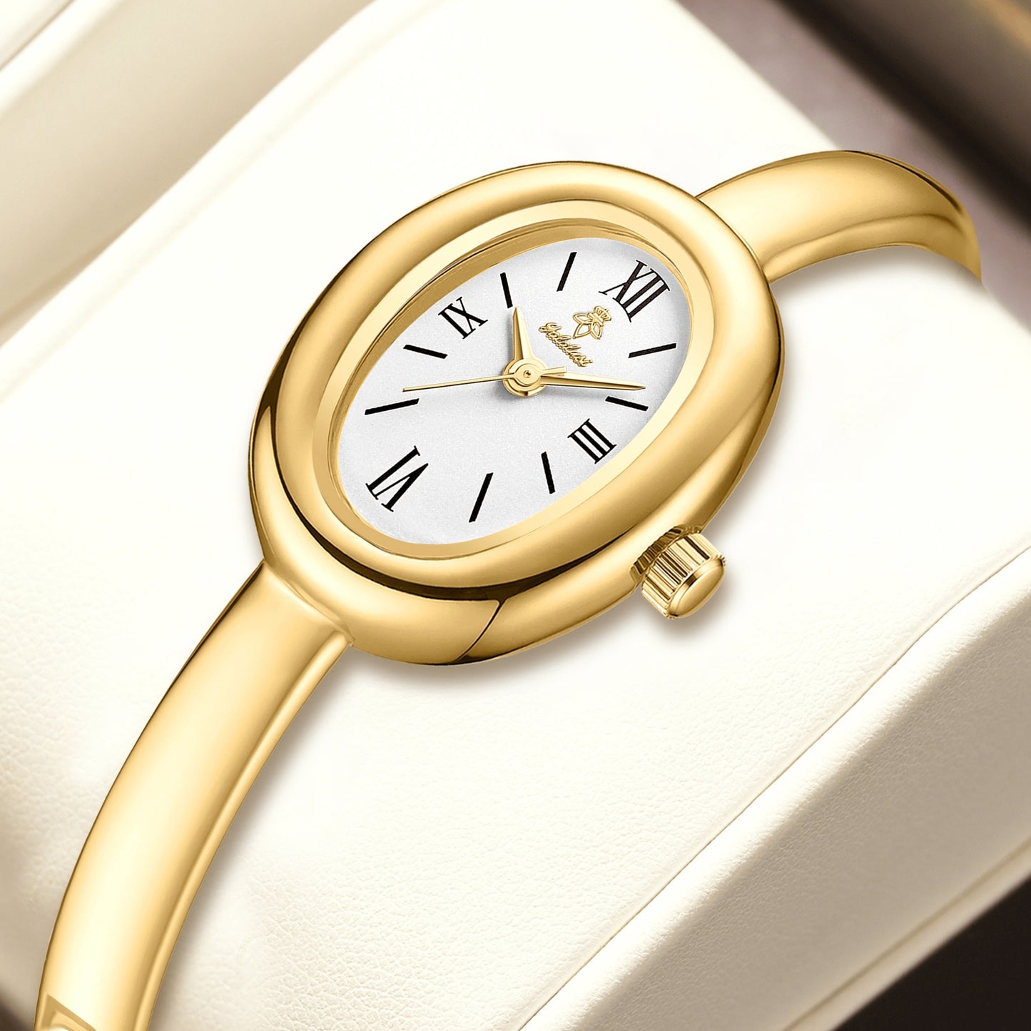 Dame multifunktionelt ovalt retro quartz-ur