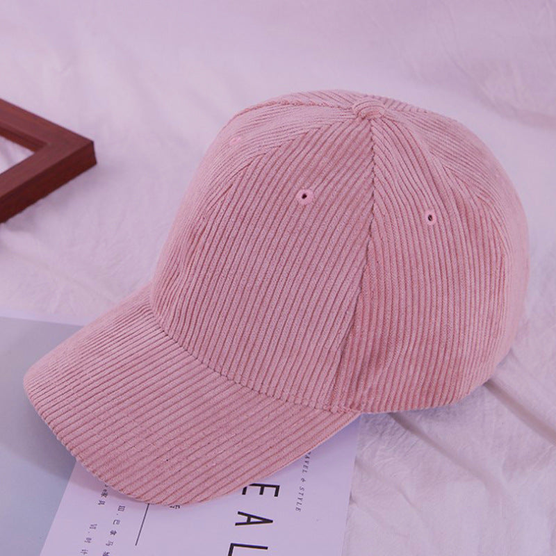 Solid Color Peaked Thickened Warm Curved Brim Baseball Hat