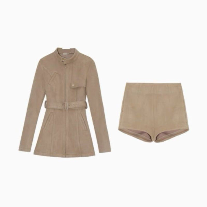 Design-oriented Jacket With A Stand-up Collar And Figure-flattering Shorts