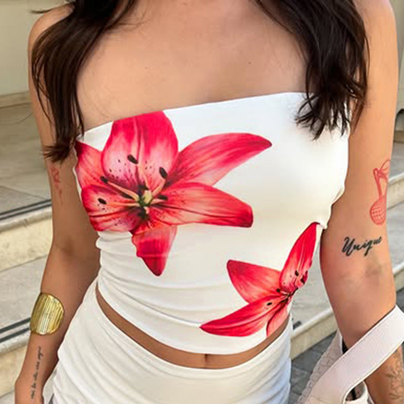 Women's Floral Print Top Sleeveless