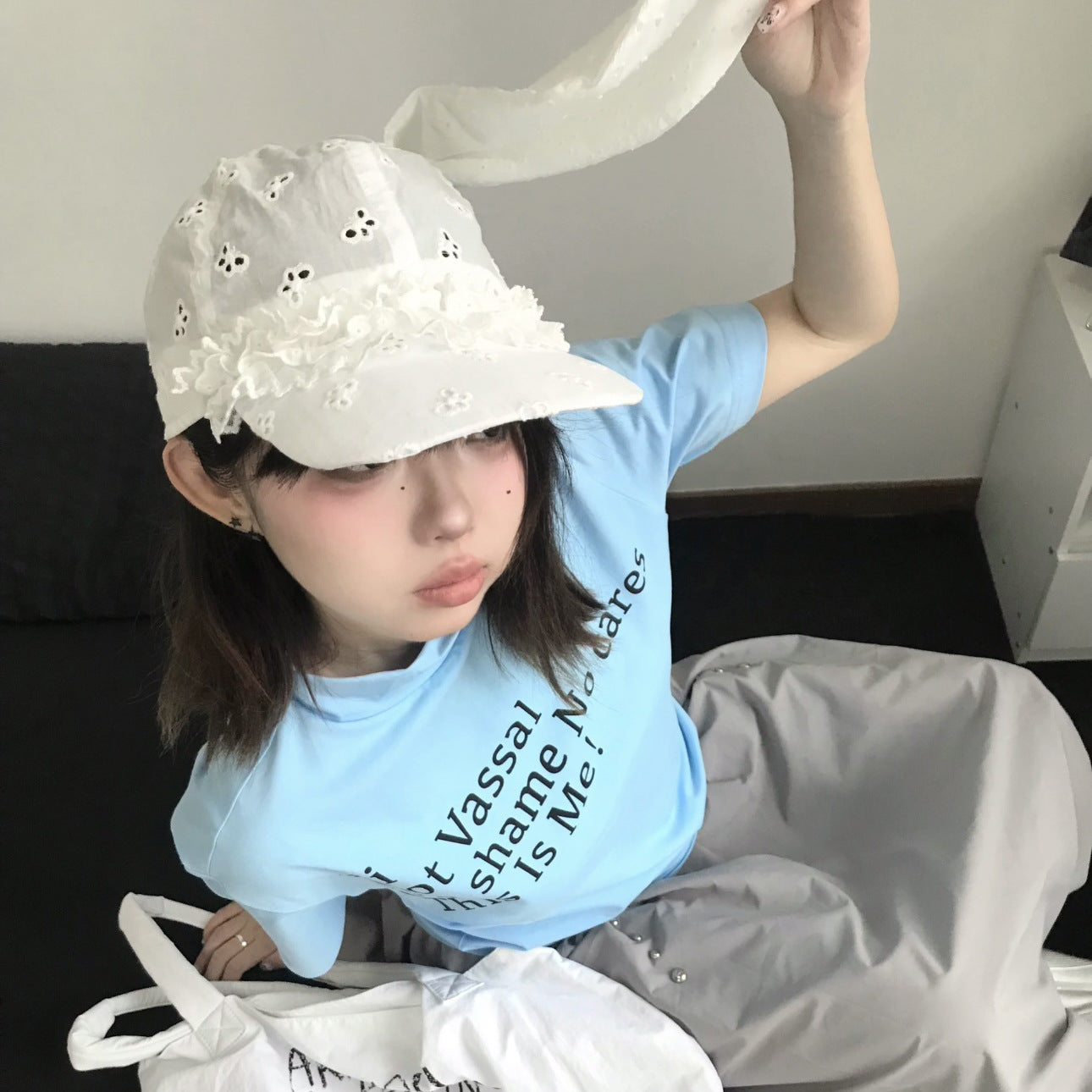 Niche, Designer-style Lace-trimmed Rabbit-ear Baseball Cap