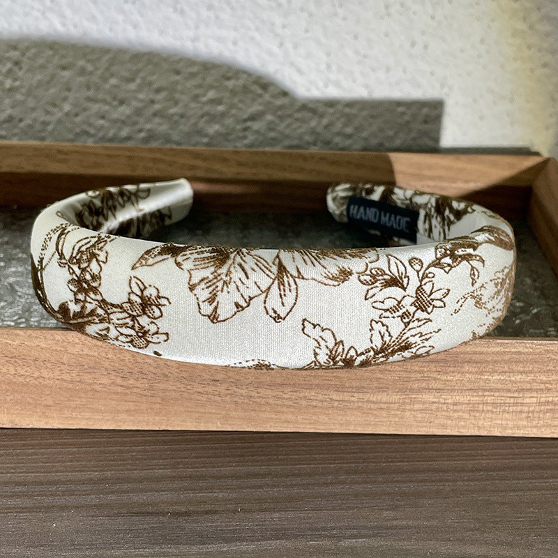 Champagne National Style Velvet Print Fine Sponge Headband