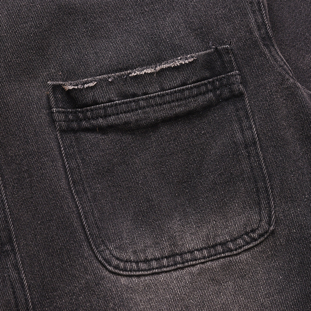 Punk Waste Soil Washed Old Ripped Denim Loose Casual Turn-down Collar Coat