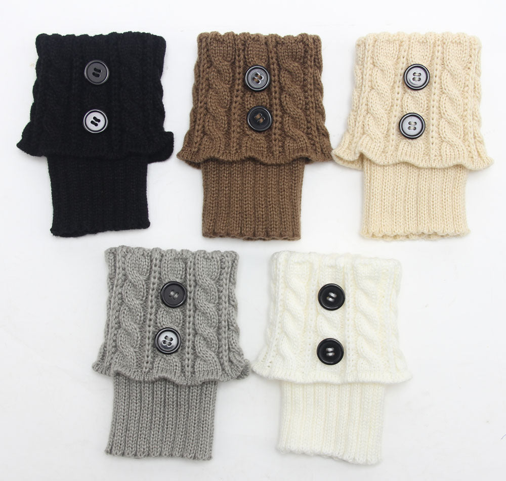 Women's Knitted Wool Short Twist Flap Button Ankle Cover